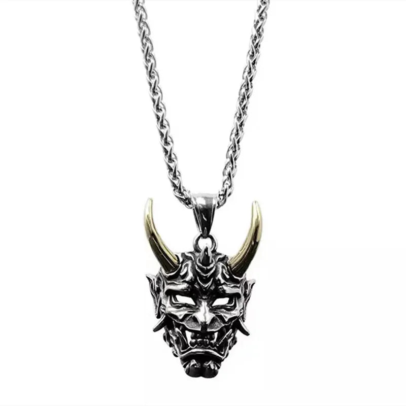 Zinc Alloy Vintage Ghost Face Pendant Men Halloween Necklace