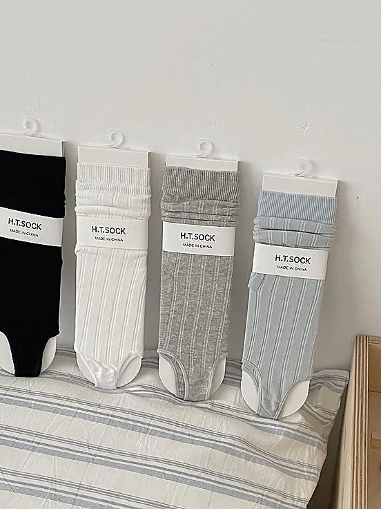 Ballet Ruched Mid-Calf Socks with Ruffle Trim for Sandals