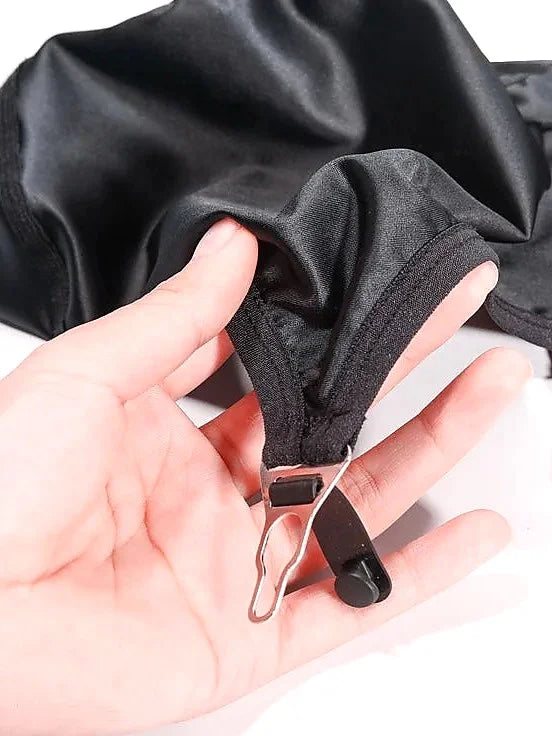 Black Vintage Suspender Belt with Metal Clips for Stockings