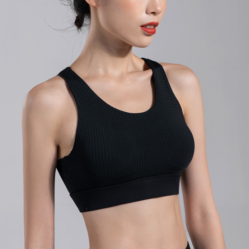 Breathable Mesh Sports Bra - One-Piece Support for Running Yoga Fitness