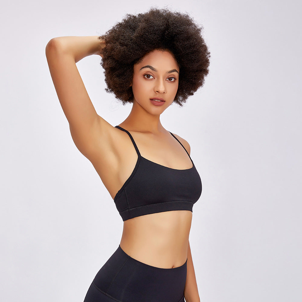 Y-Shaped Thin Strap Sports Bra with Supportive Back Support