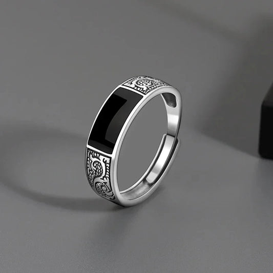 2024 Fashion New Vintage Dragon Pattern Rings Titanium Steel Opening Adjustable Rings for Hip Hop Men Single Party Couple Rings