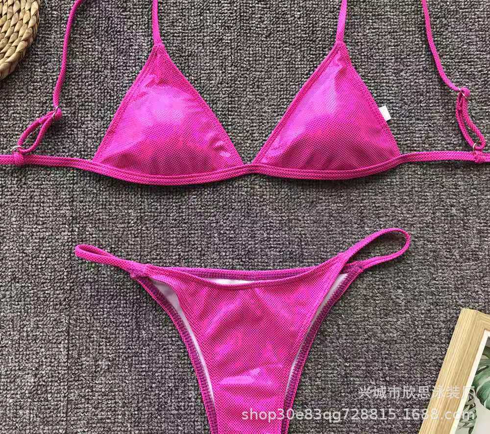 Metallic Gold Triangle Bikini Set