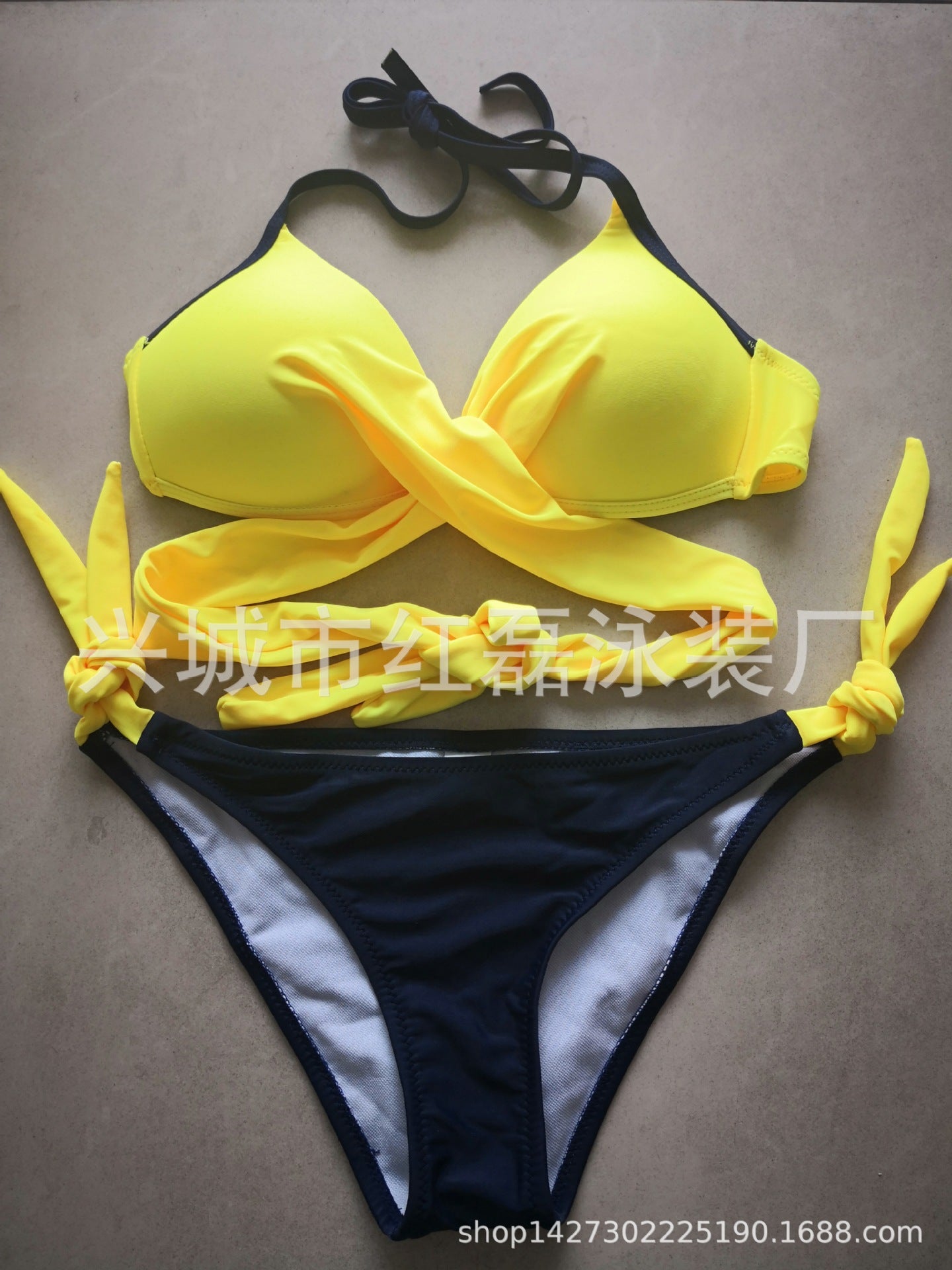 Cross Front Bandeau Bikini Set - Candy Colours High Waisted