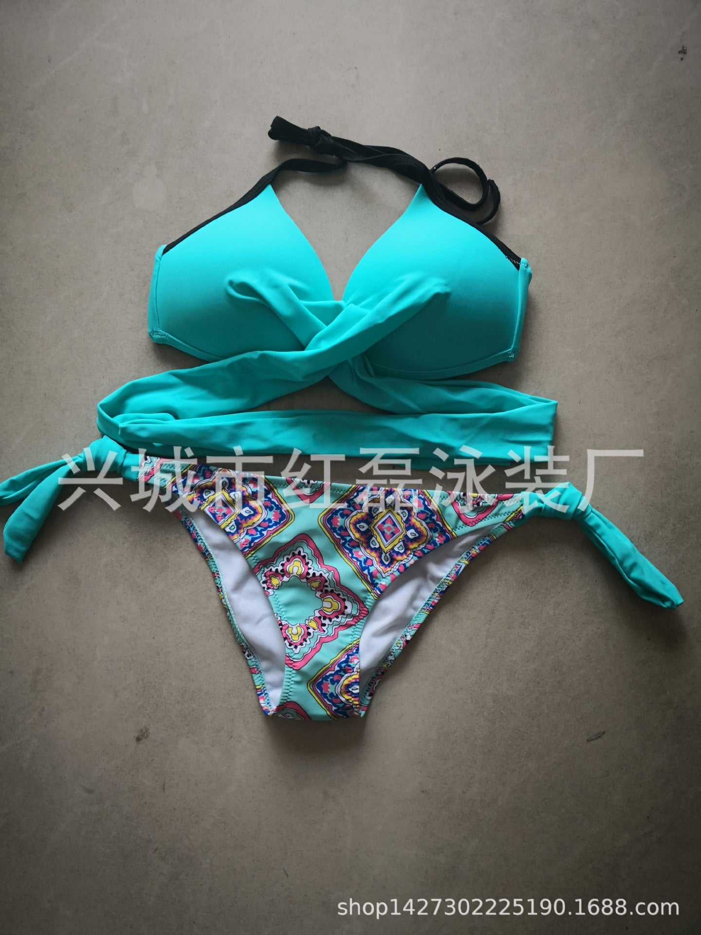 Cross Front Bandeau Bikini Set - Candy Colours High Waisted