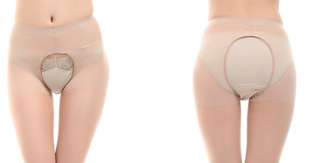 Hand-Torn Open Crotch Sheer Lingerie Pantyhose Lace Temptation Set
