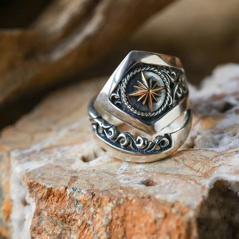 INS New Sun God Ring Men's Indian Style American Fashion Punk Vintage Style Opening Adjustment Ring Women's Party Jewelry Gift