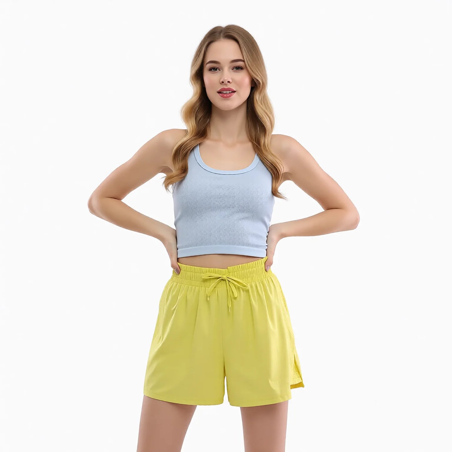 Tie-Waist Summer Active Shorts - Ice Silk Quick-Dry Drawstring High-Waist Yoga Shorts