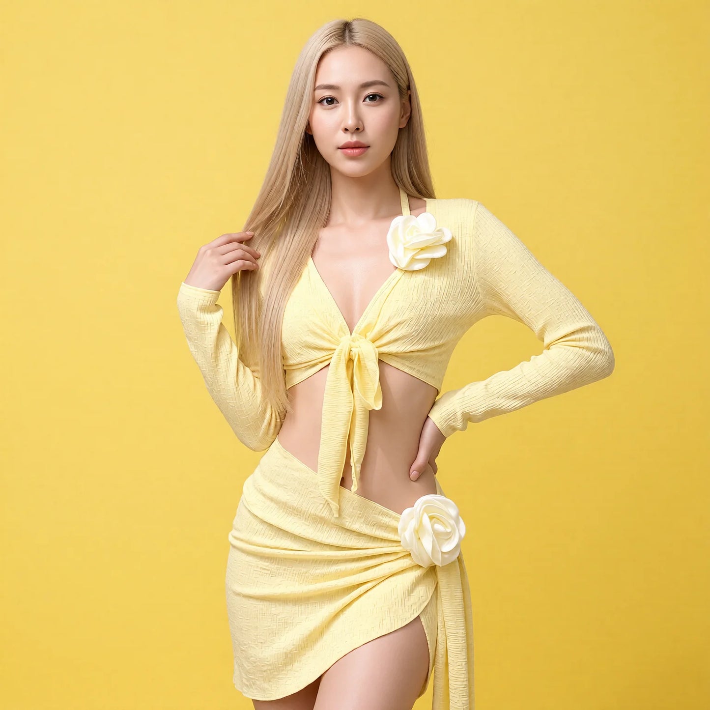 Tender Yellow Four-Piece Set Thai Island Resort Swimwear