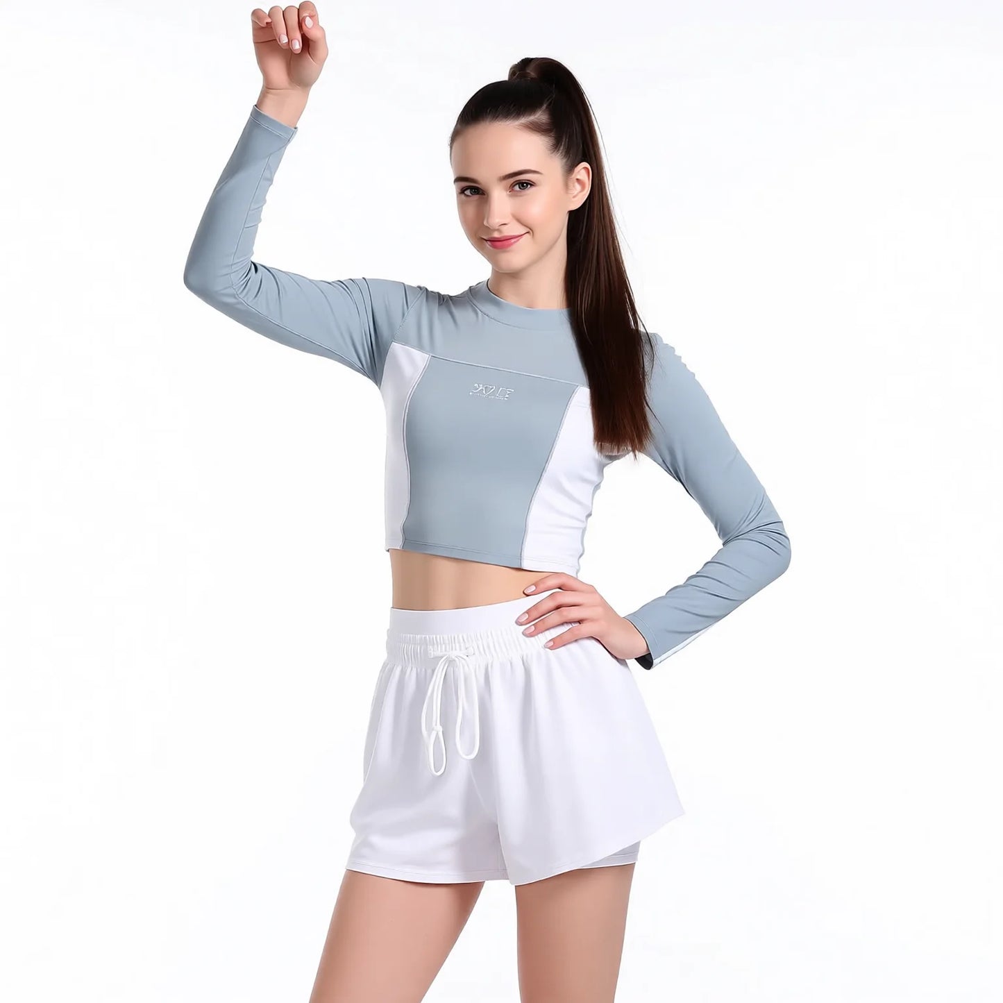 Long Sleeve Swimwear Set for Women - Conservative High-Waisted Two Piece with Long Sleeves