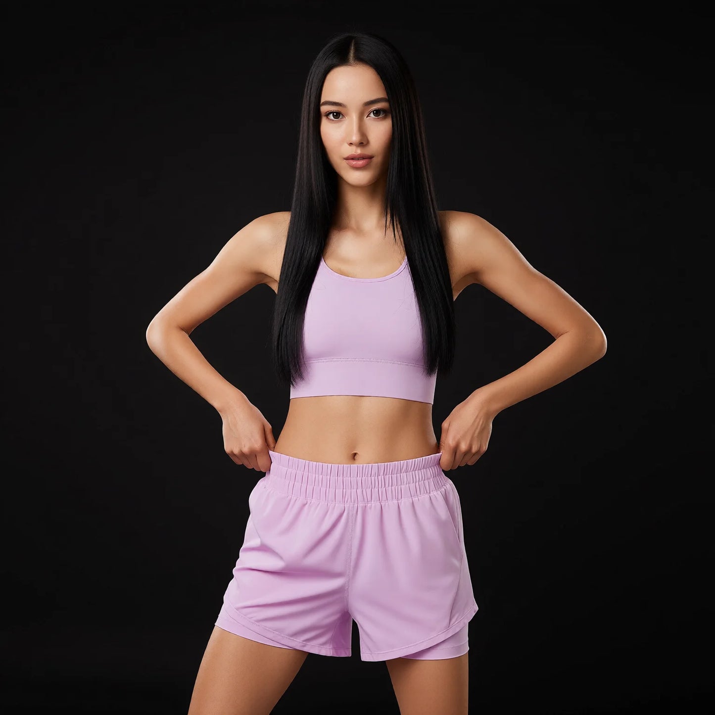 Lightweight Quick-Dry Double-Layer Active Shorts with Adjustable Drawstring Waist