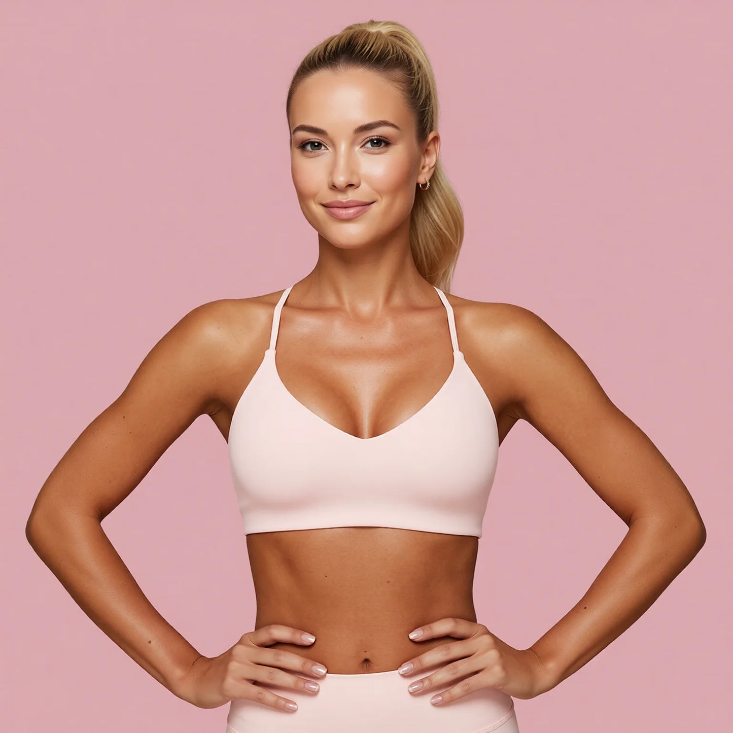 Peach Pink Seamless Yoga Sports Bra