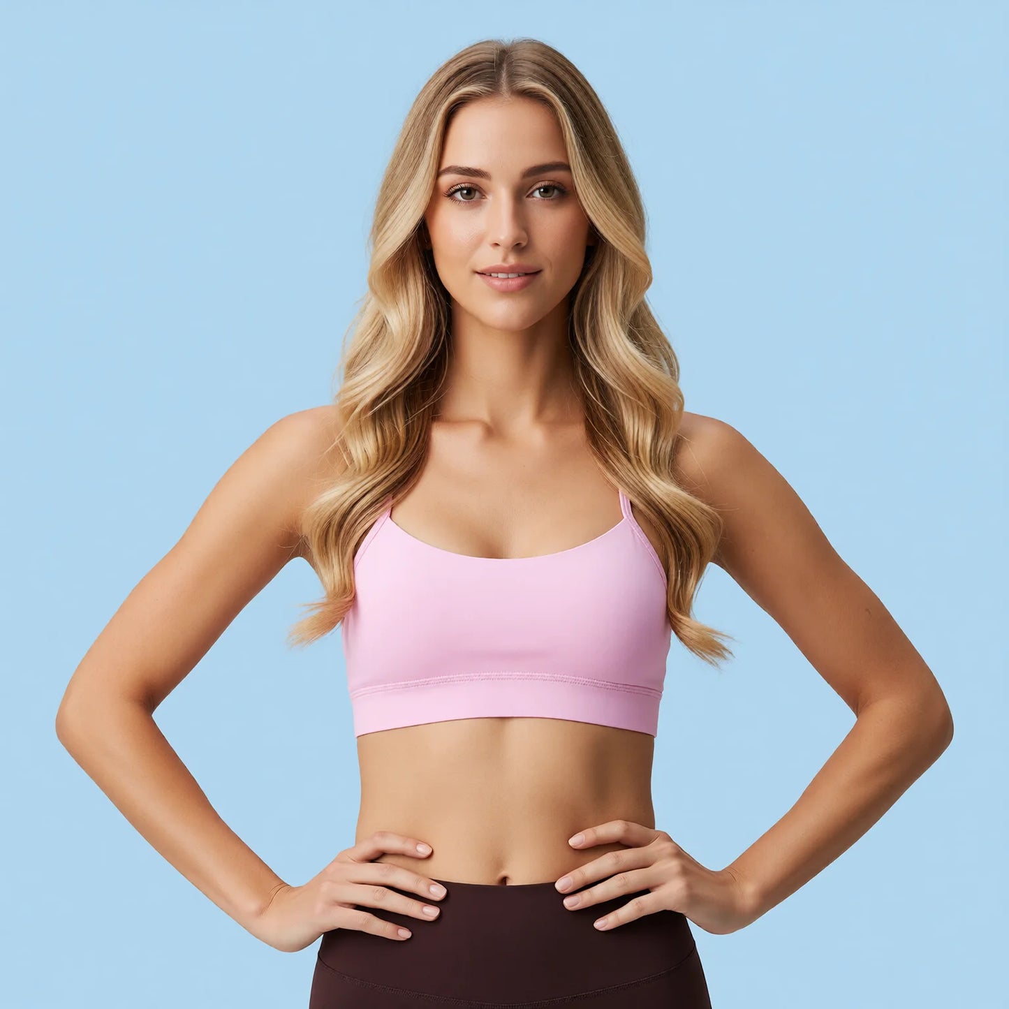 Fixed Strap Y-Back Bare Feel Yoga Sports Bra Removable Strappy Cami Fitness Top