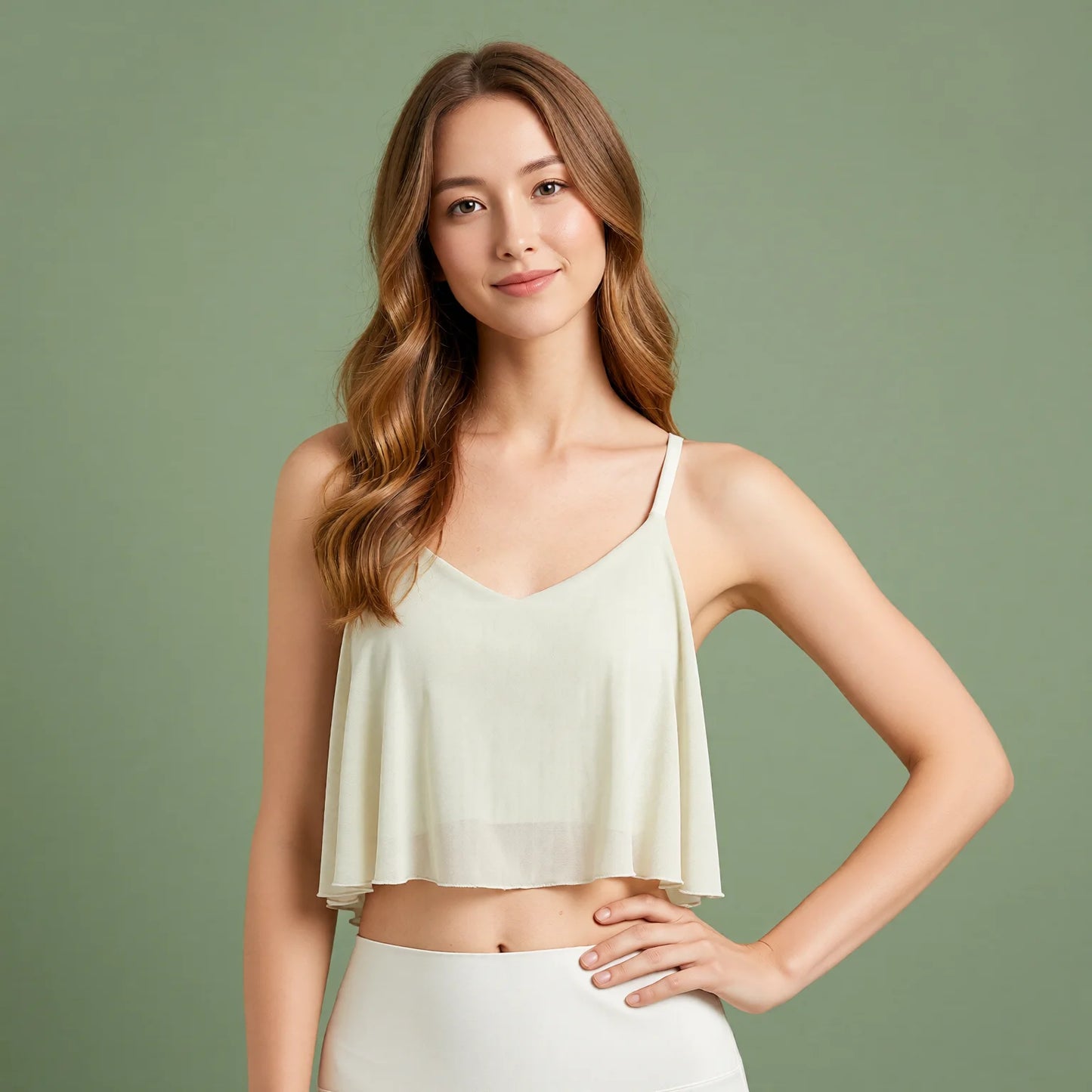 Cloud-Soft Mesh Yoga Camisole with Built-In Bra Pads