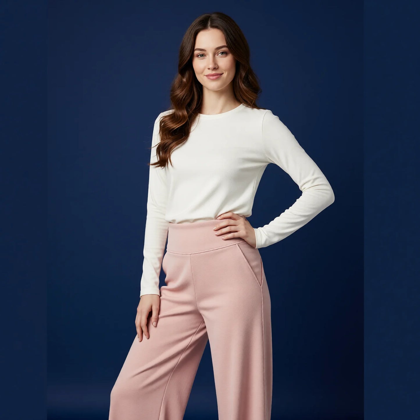 Wide Leg Lounge Pants Women High Waisted Soft Drape Butt Lifting