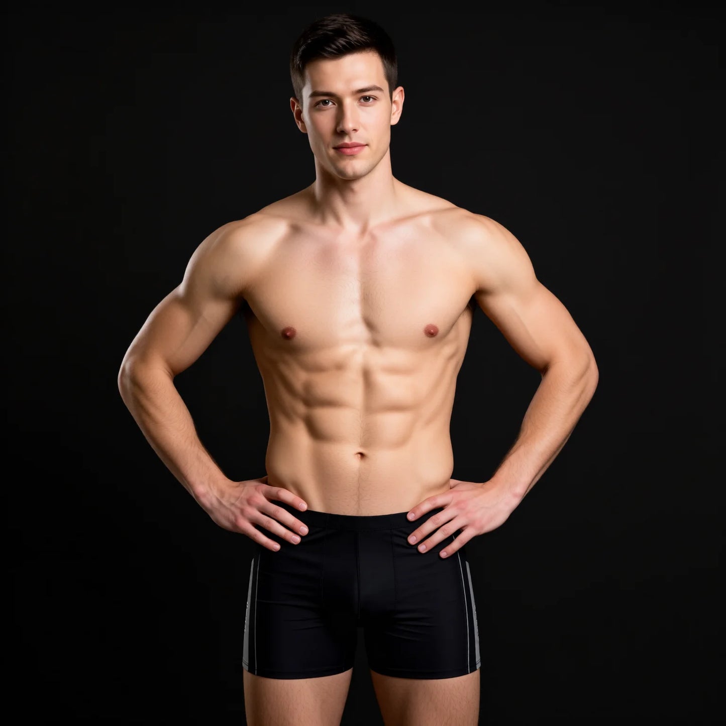 Antichlor Training Swim Trunks Black with Contrast Stripes