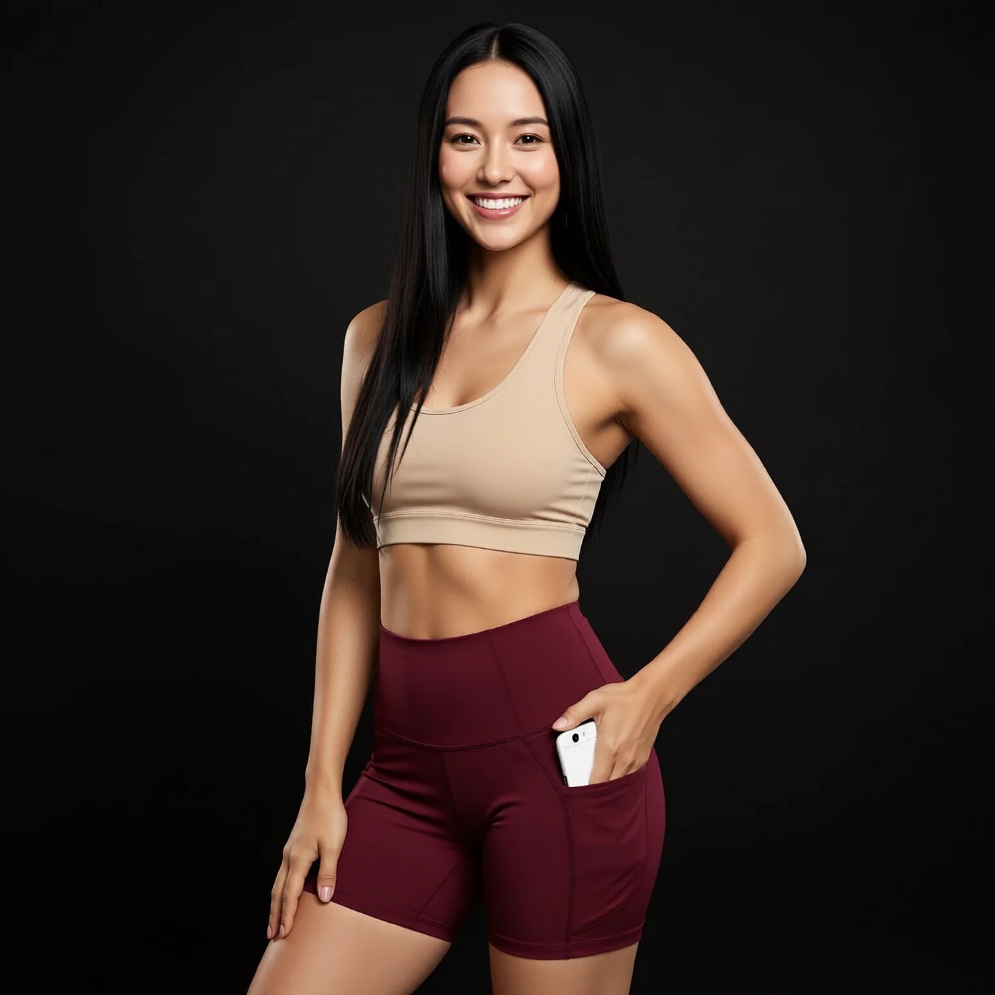 High-waisted butt-lifting shorts for running and fitness