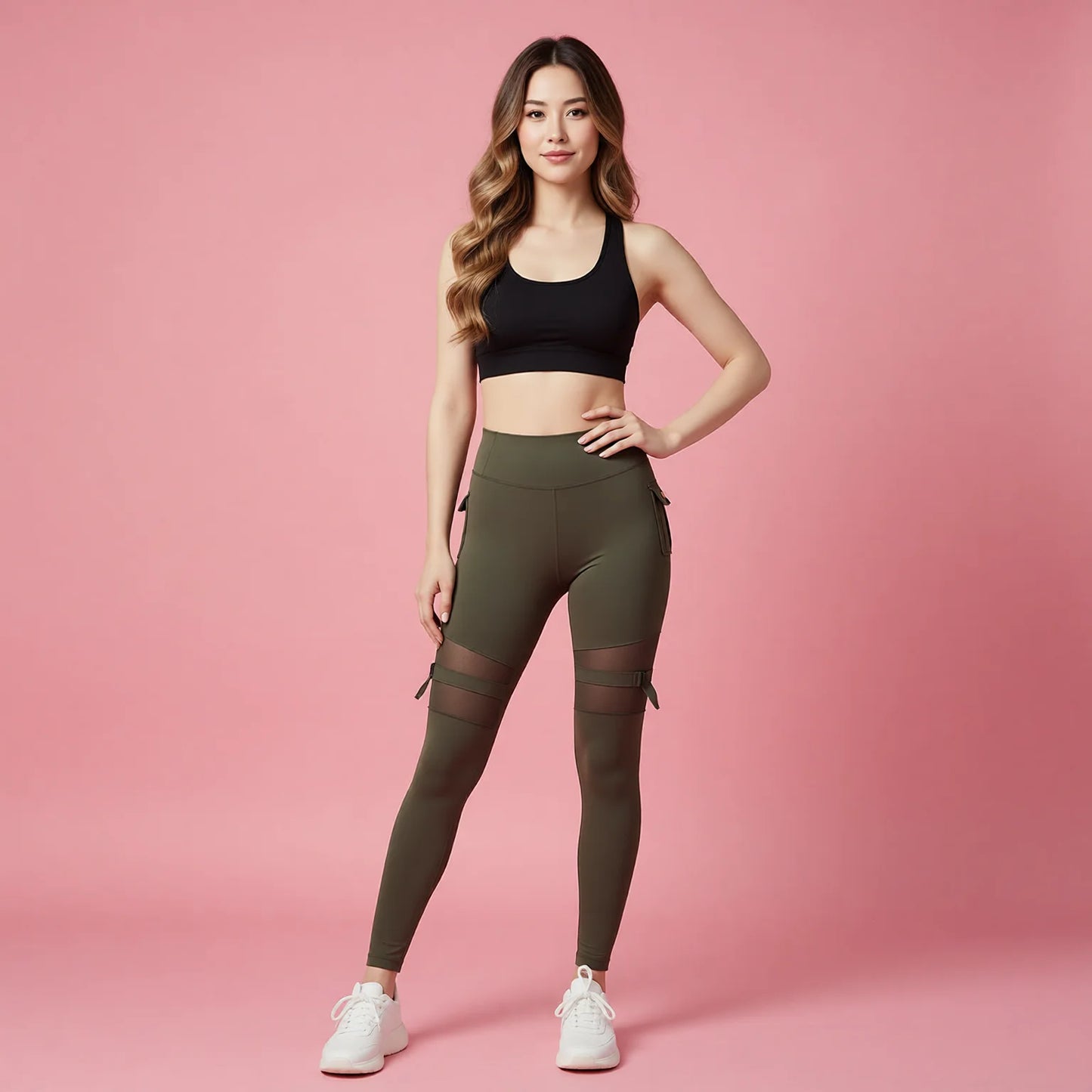 Mesh Yoga Leggings High Waist Butt Lift Compression