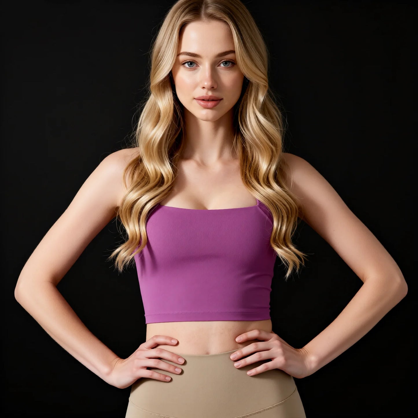 Summer Nude-Feel Antibacterial Crisscross Back Sports Bra Wide Shoulder Strap High Impact Yoga Bra