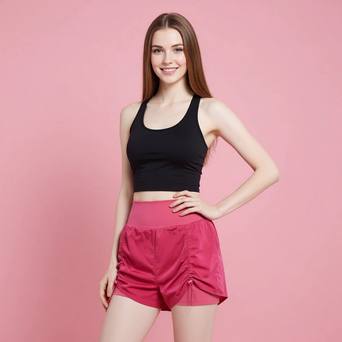 High Waist Double-Layer Summer Shorts for Running Fitness Yoga