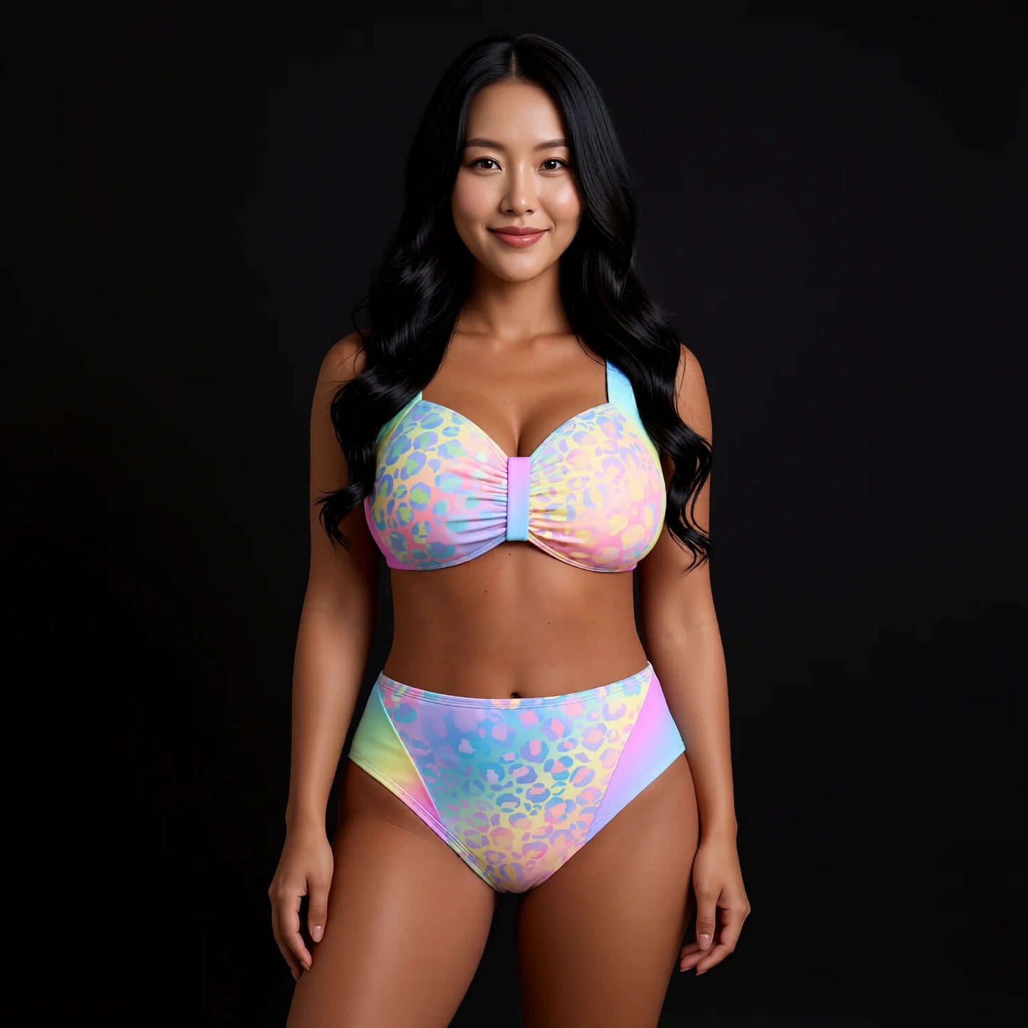 Animal Print Bikini Set with Lace Trim