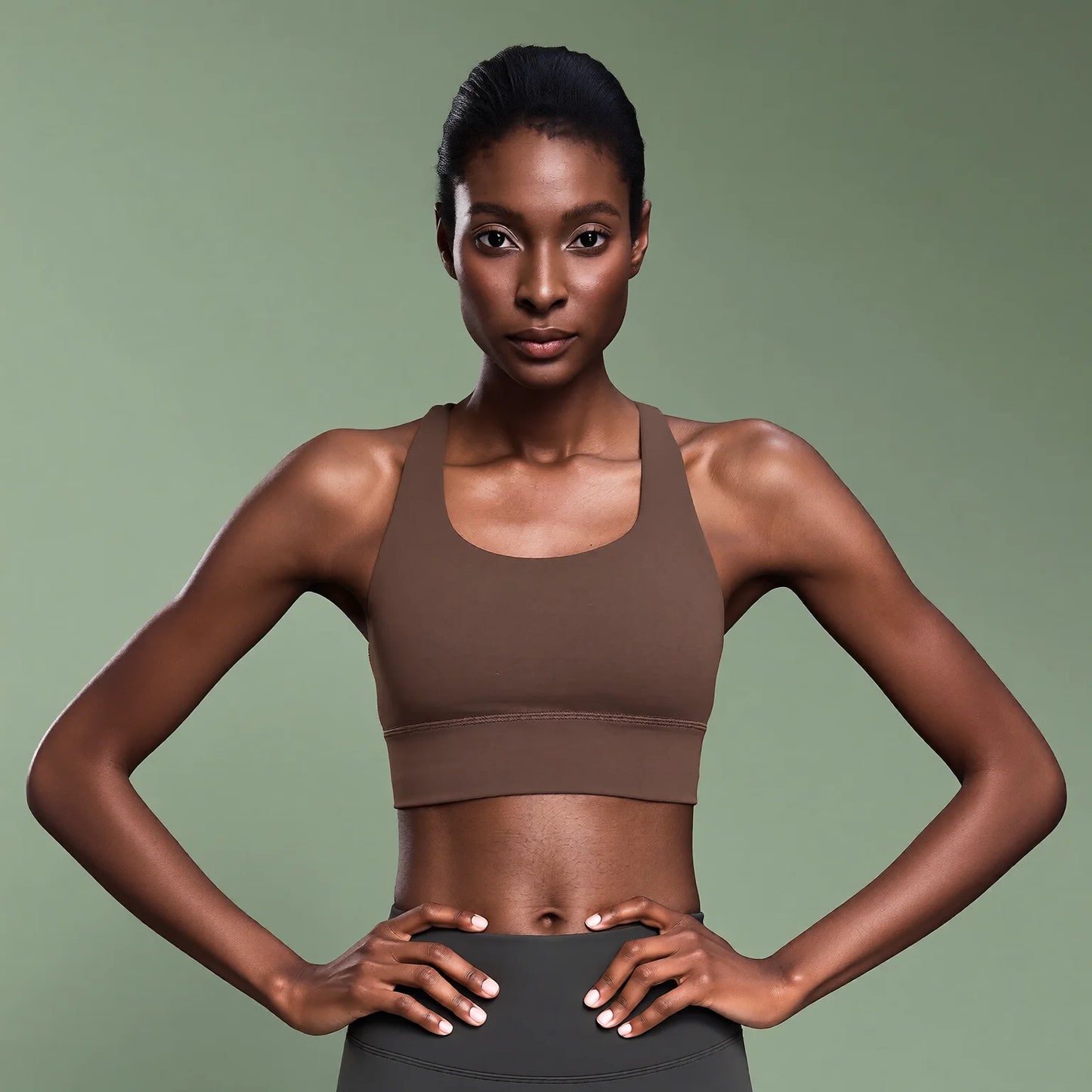 Crossback Sports Bra Matte Texture Wireless Support