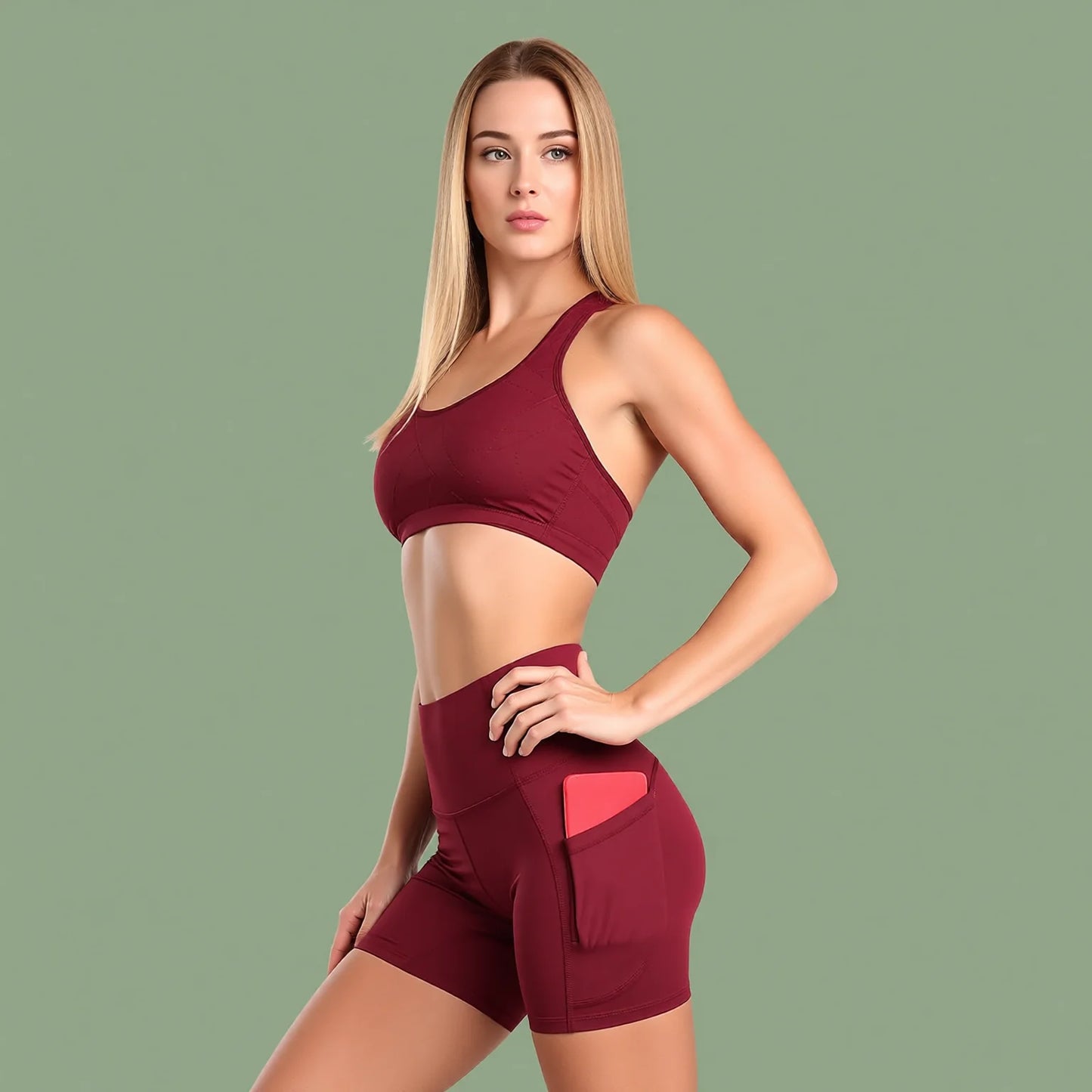 High-Waist Butt-Lifting Fitness Shorts with Side Pockets