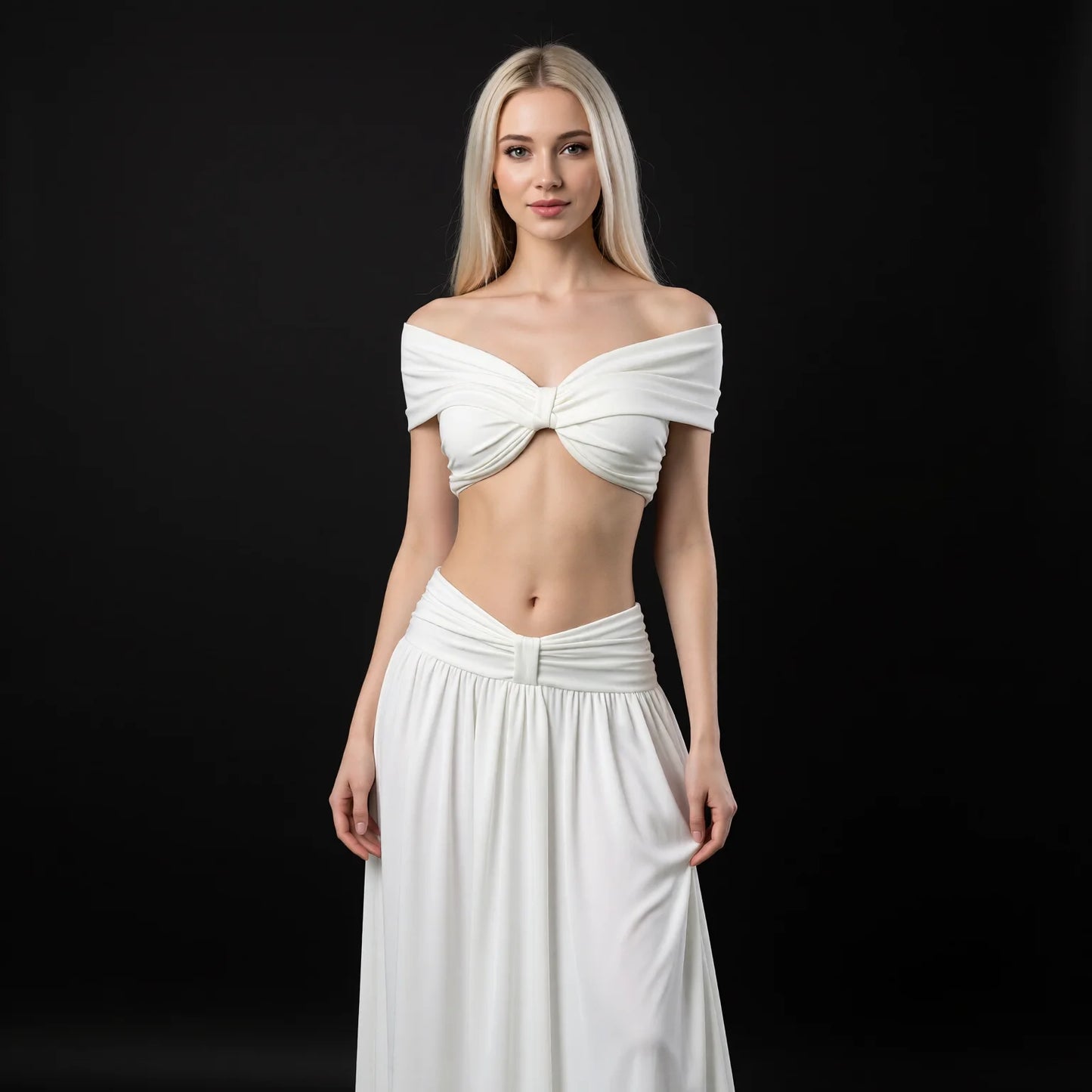 atmosphere pure desire white one-shoulder bikini beach resort high-waist sheer long skirt