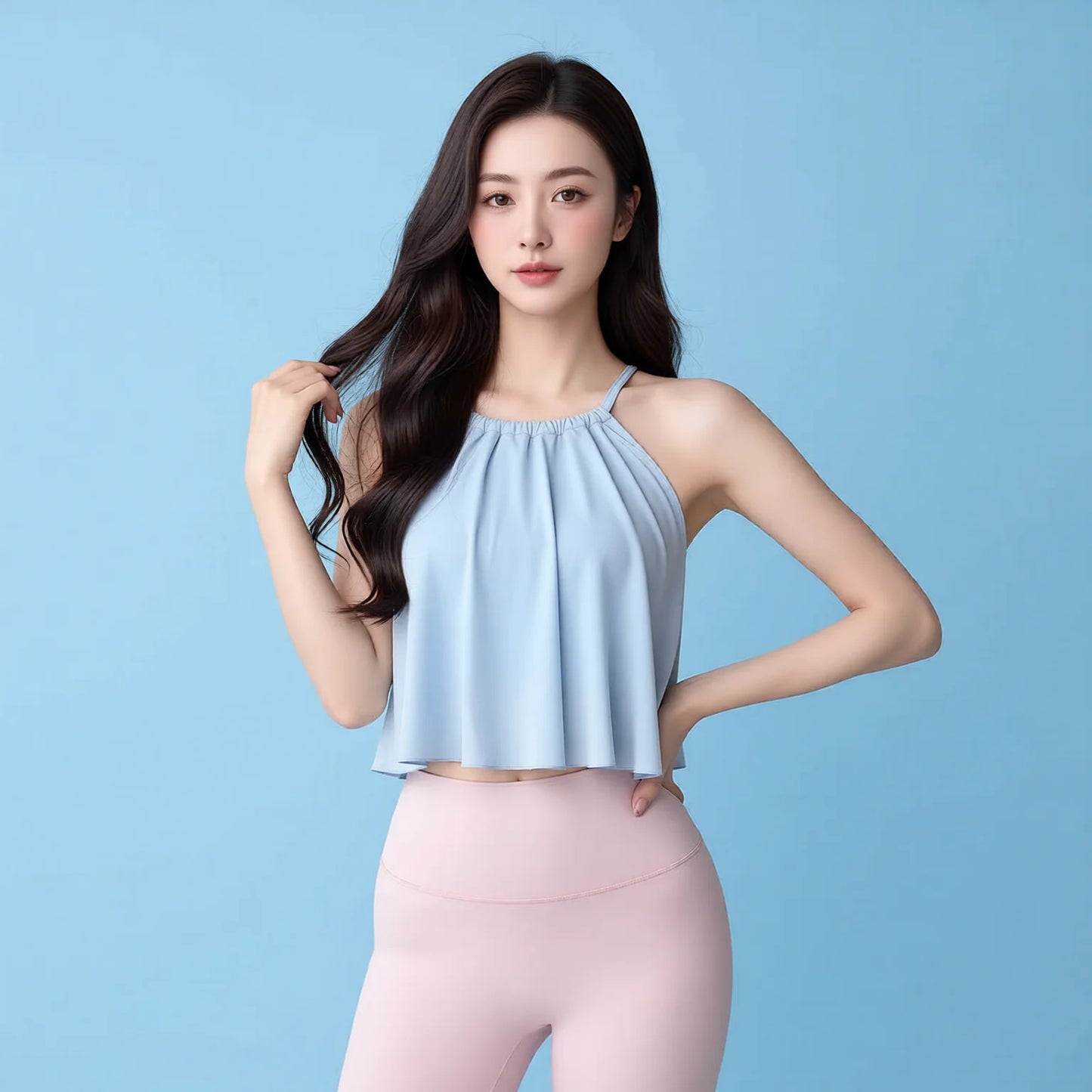 Mesh Yoga Tank Top with Built-in Bra - Stretch Activewear Vest