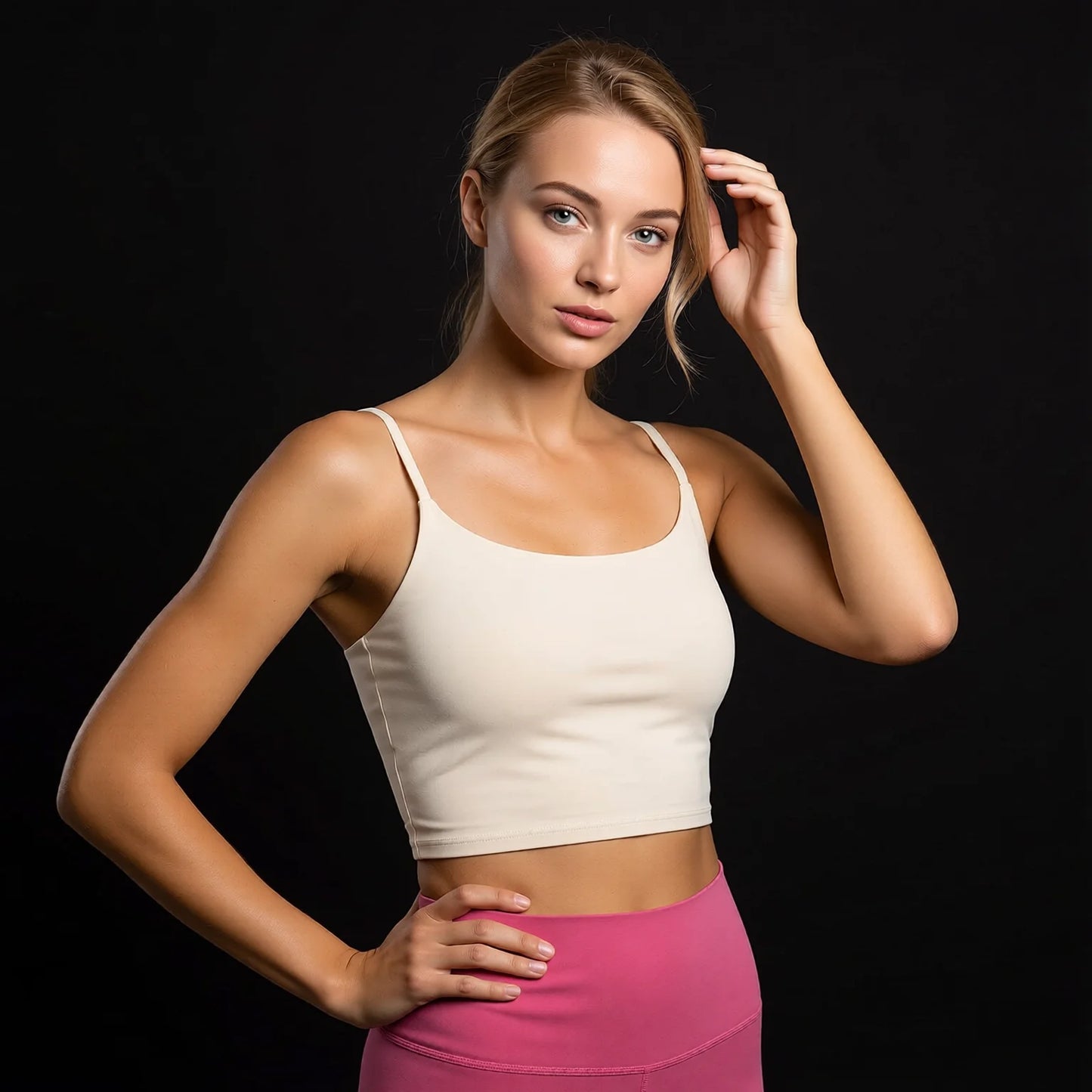 Nude Feel Yoga Camisole Top Padded Strappy Back Cami