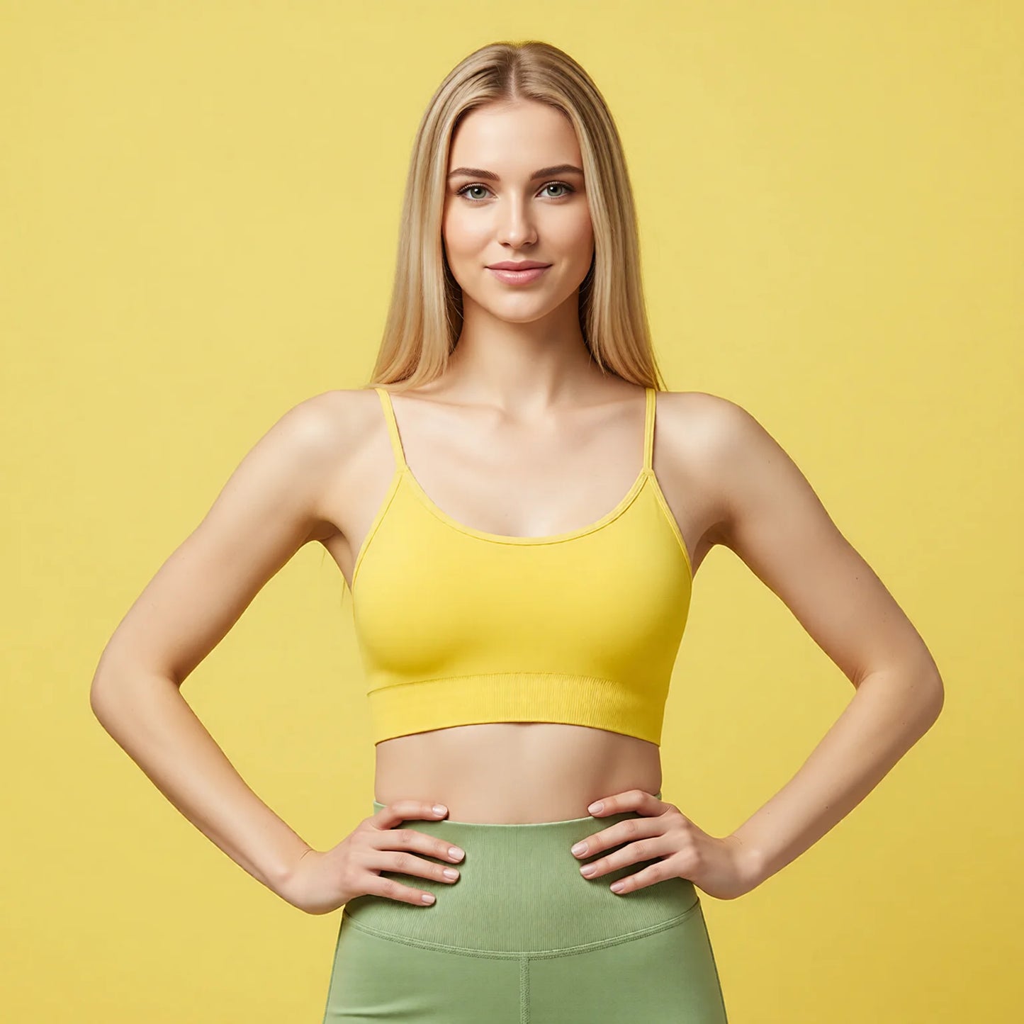 Fine-Strap Sports Bra - Anti-Shock Racerback Yoga Tank