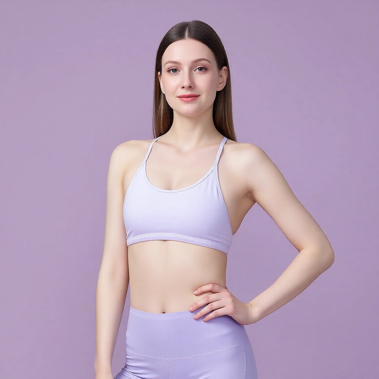 Fine Strap Sports Bra U Neck Breathable Yoga Top
