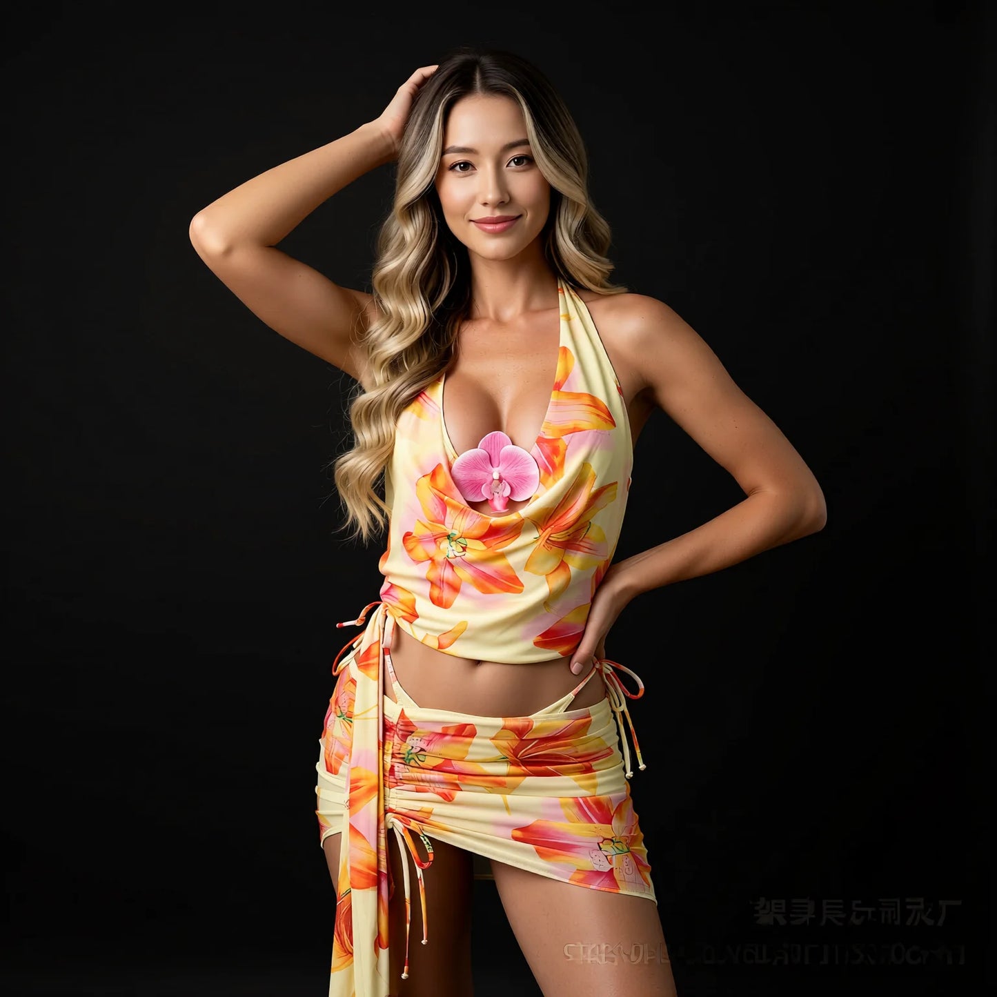 Halter Neck Floral Print Tie-Side Bikini