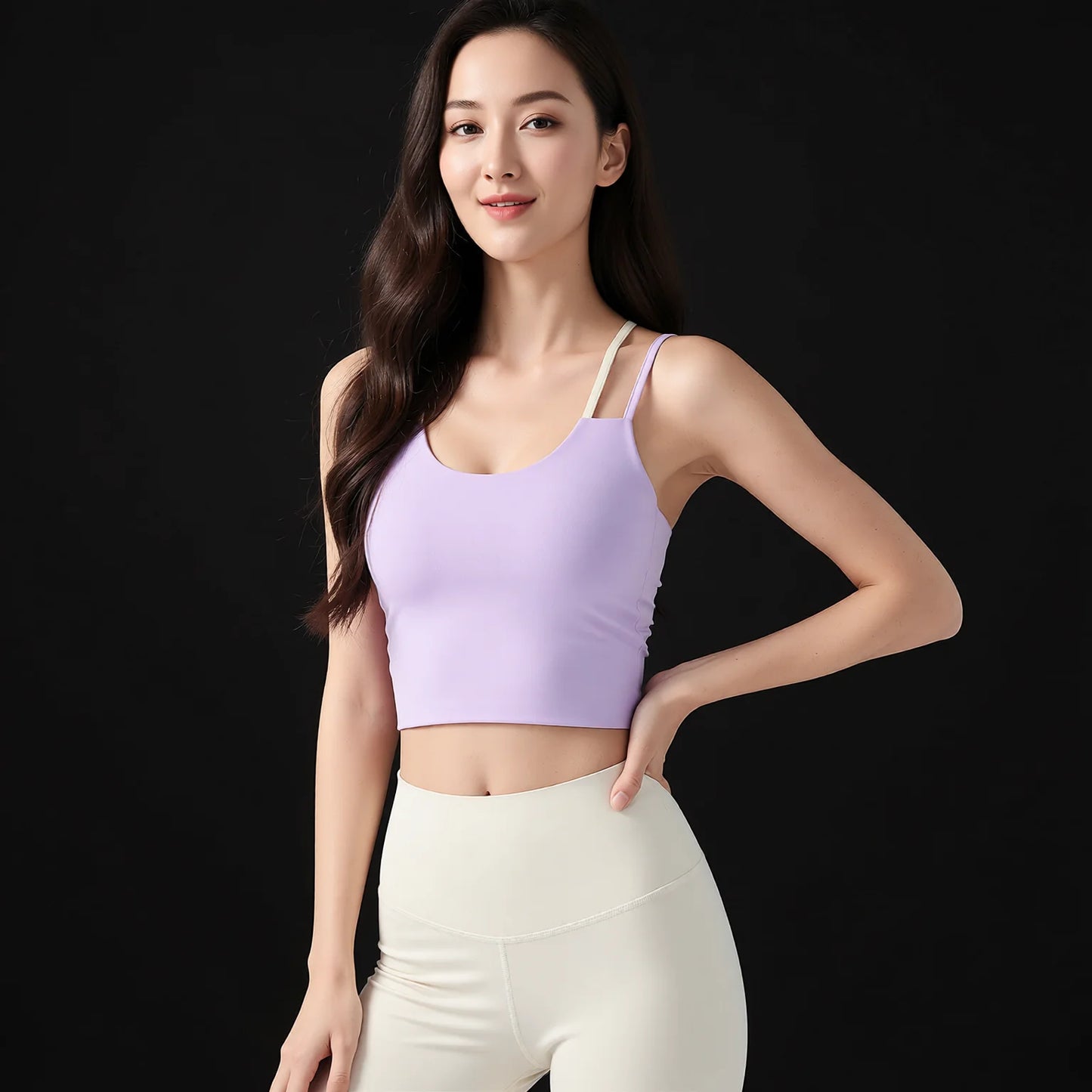 Strappy Back Cross Sports Bra with Chest Pad