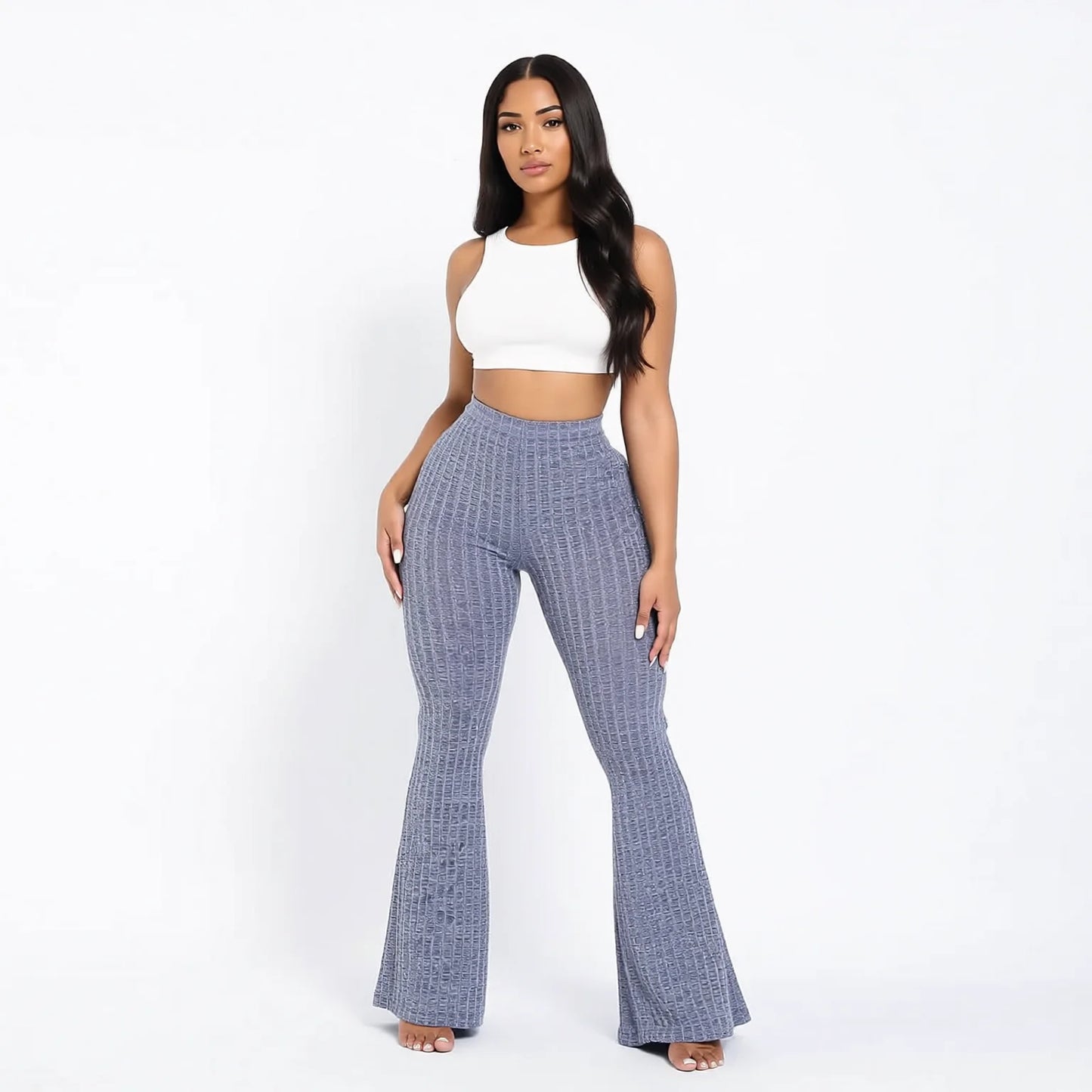 High Waisted Flared Yoga Pants with Butt Lifting Scrunch