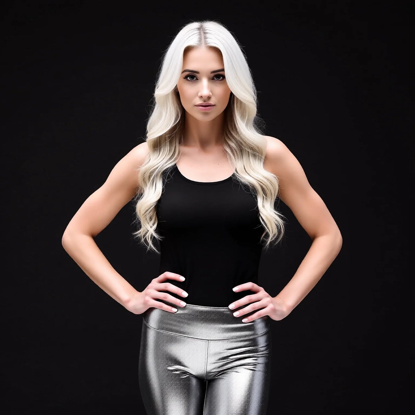 High-Waisted Metallic Leggings Pure Colour Yoga Pants Butt-Lifting Pencil Leggings