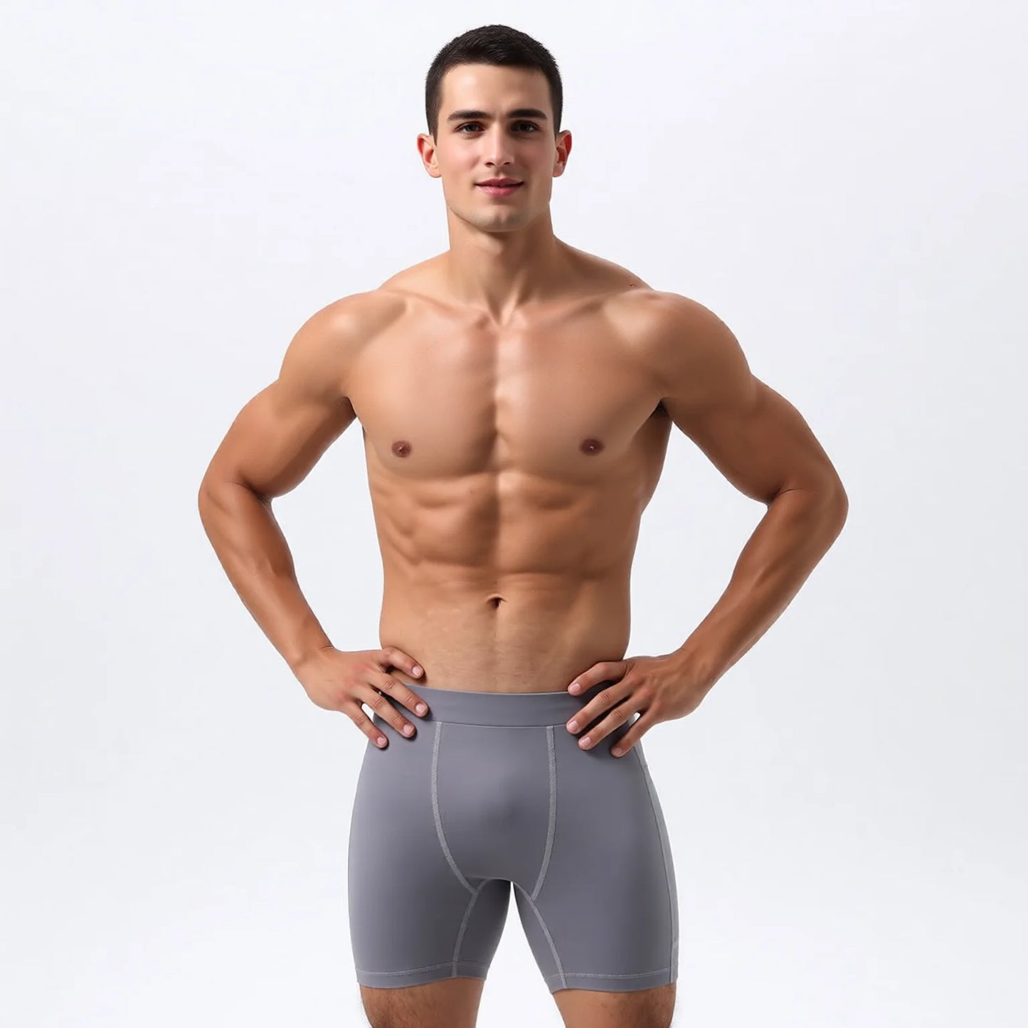 Men's Ultra-Stretch Compression Shorts with Pockets - Charcoal Grey, Black, White