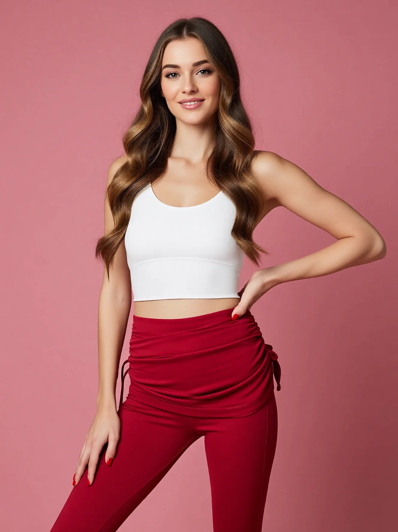 High Waisted Flare Leggings with Skirt Overlay - Tummy Control