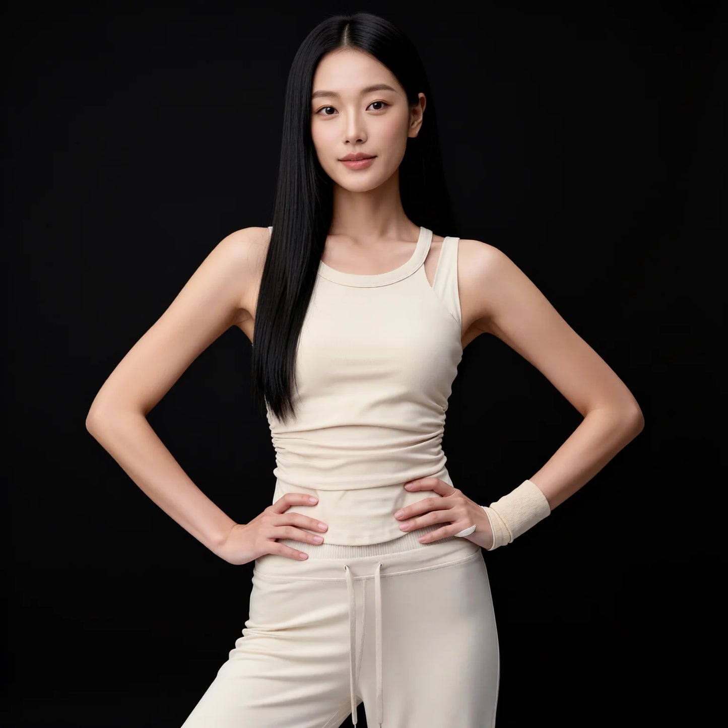 High-Impact One-Piece Running Tank Top - Sweat-Resistant Gather Support