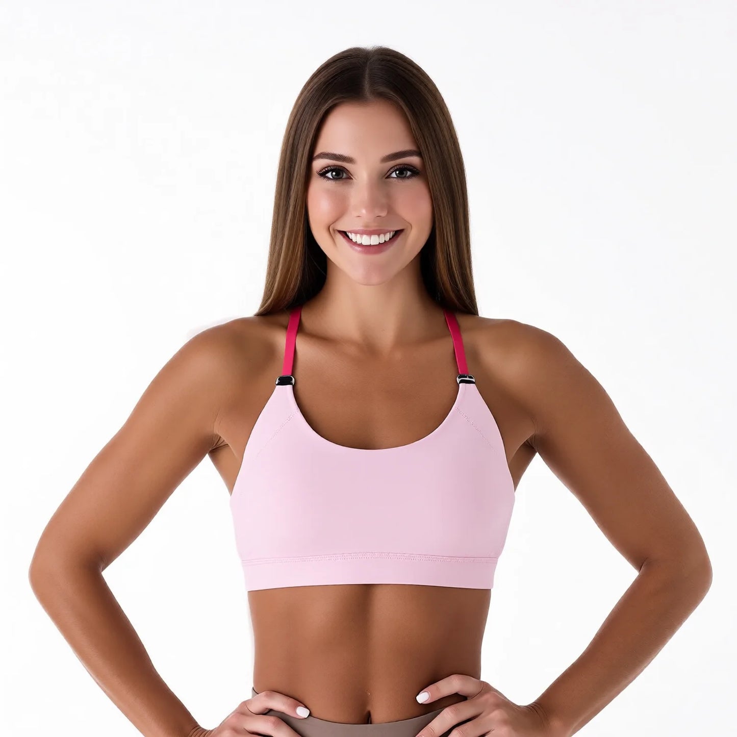 Strappy Back Support Sports Bra - Athletic Performance Bra for Running & Yoga