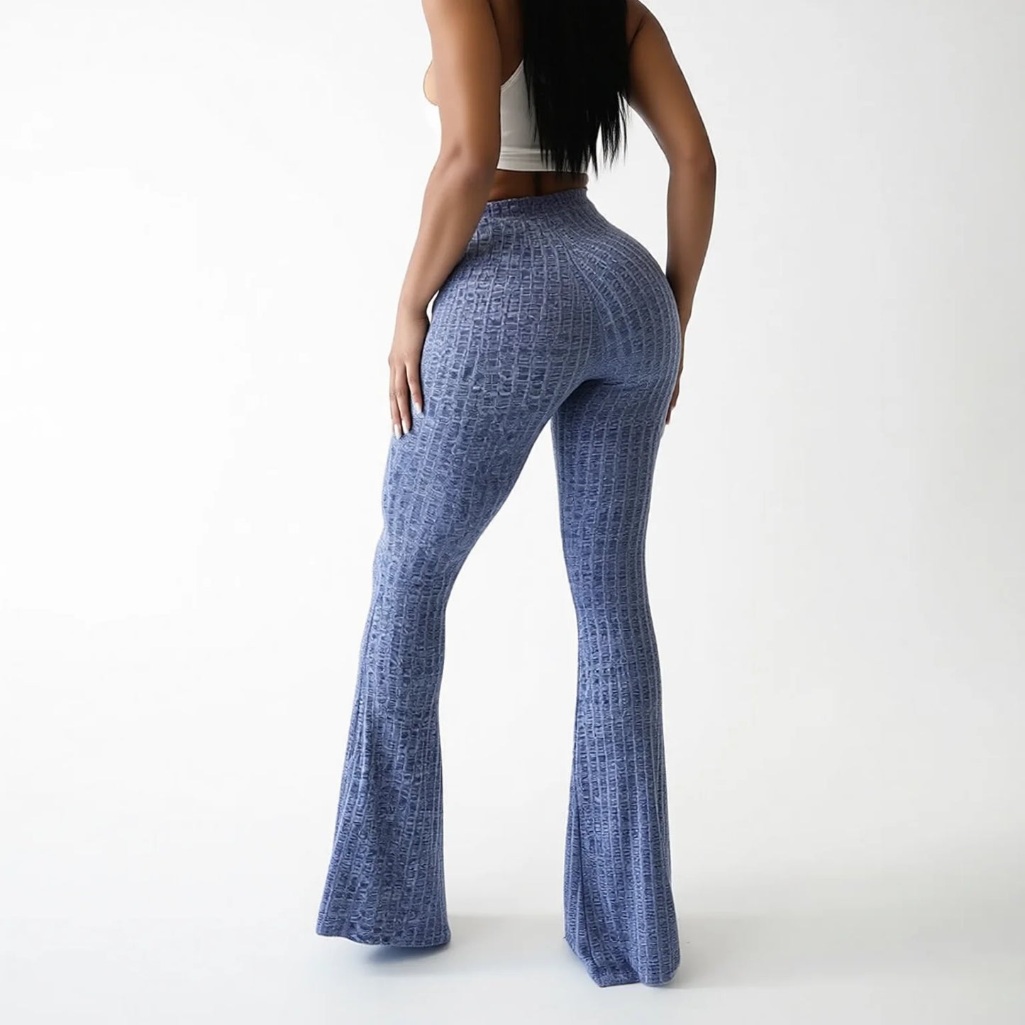 High Waisted Flared Yoga Pants with Butt Lifting Scrunch