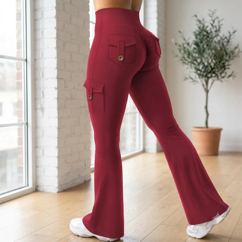 High-Waist Cargo Flare Yoga Pants Multi-Pocket Lift