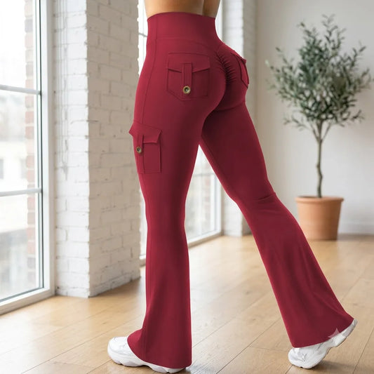 High-Waist Cargo Flare Yoga Pants Multi-Pocket Lift