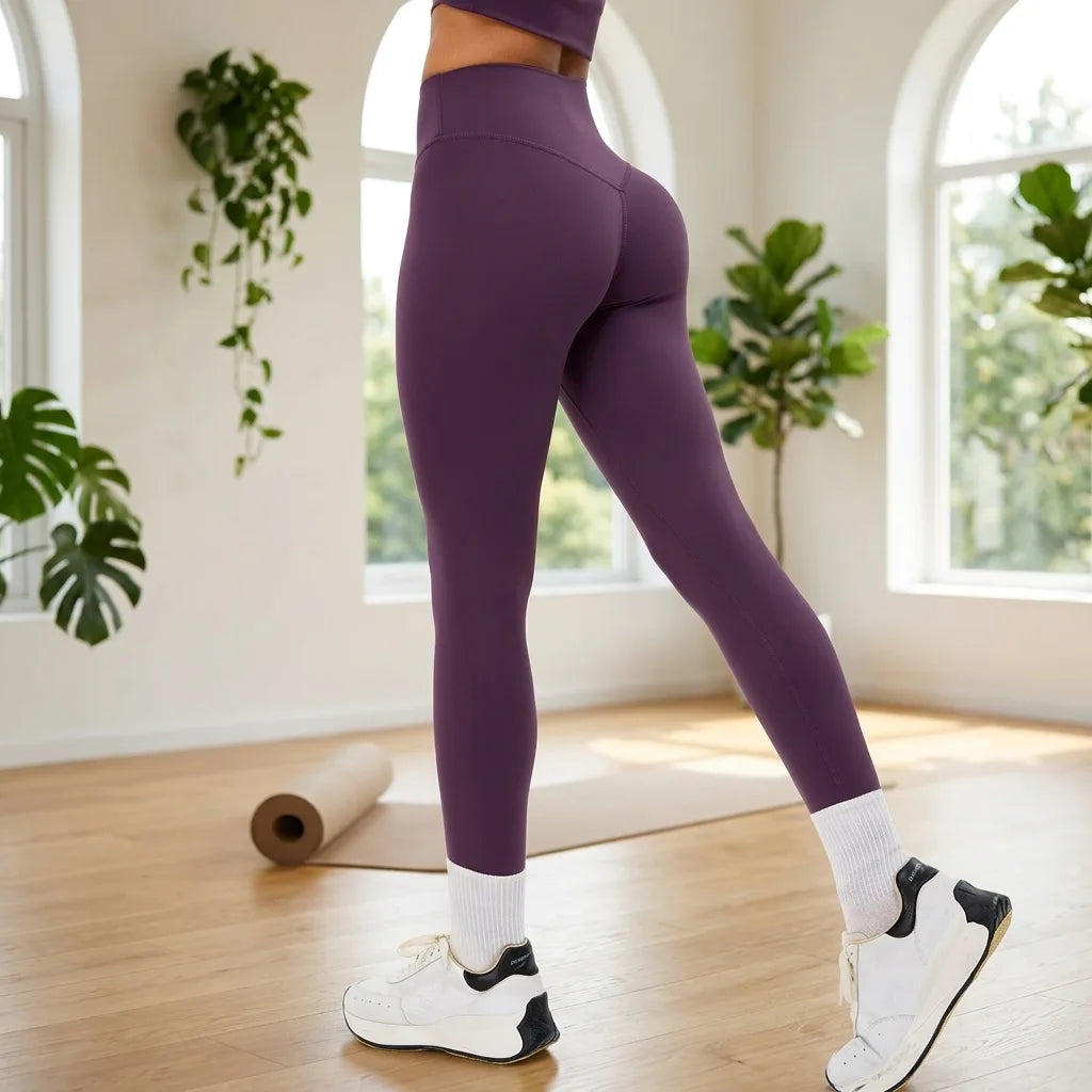 Soft Naked-Feel High-Waist Yoga Leggings Seamless Hip-Lift