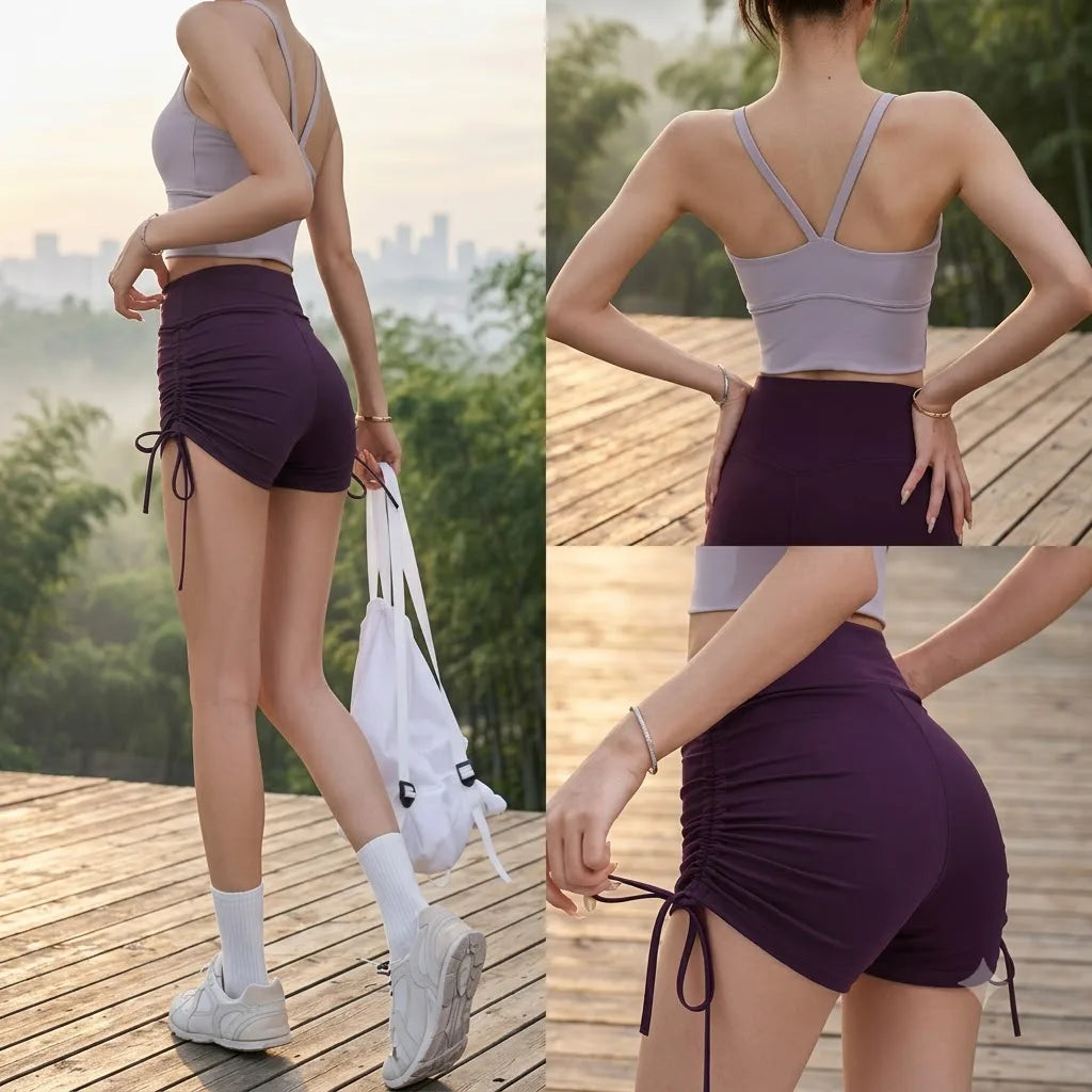 Grape Purple Drawstring Sports Shorts Activewear Set