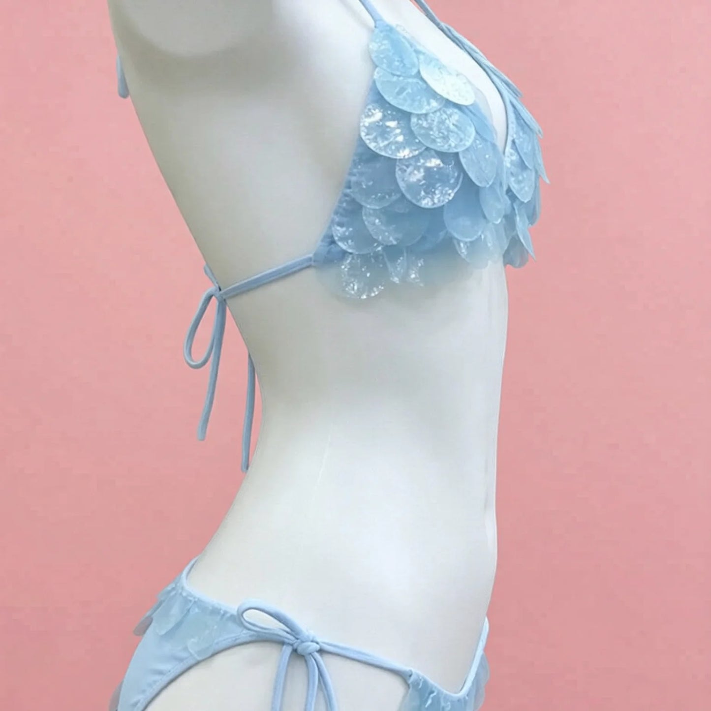 Floral Lace Bikini with Ties, 3-Piece Set