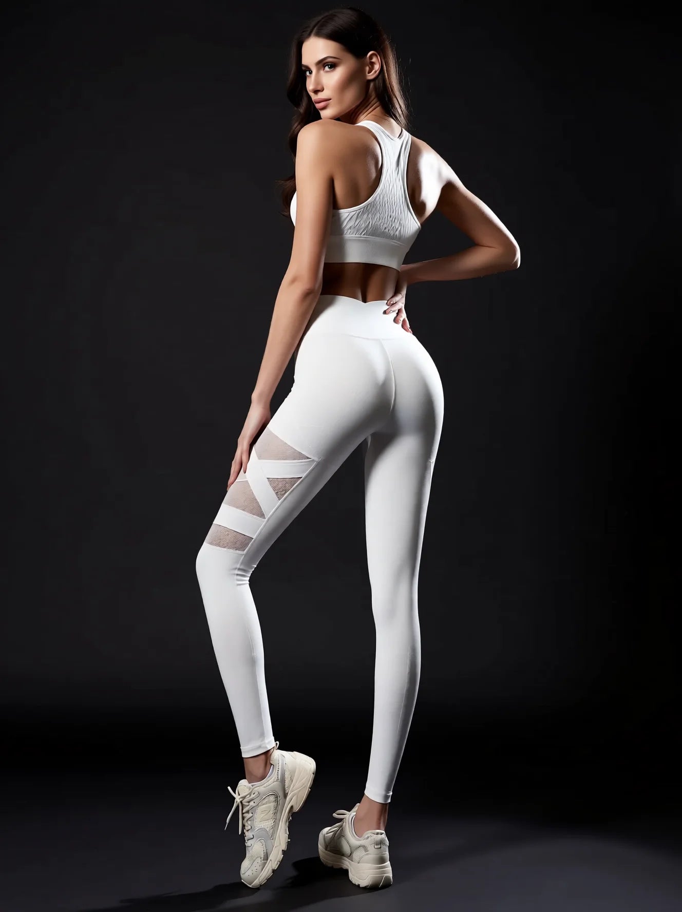 High Waisted V-Waist Mesh Butt Lift Yoga Leggings