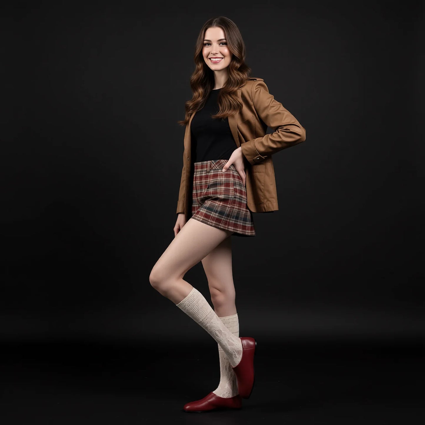 Lace Trim Knee High Socks Women - Retro Ballet Calf Socks