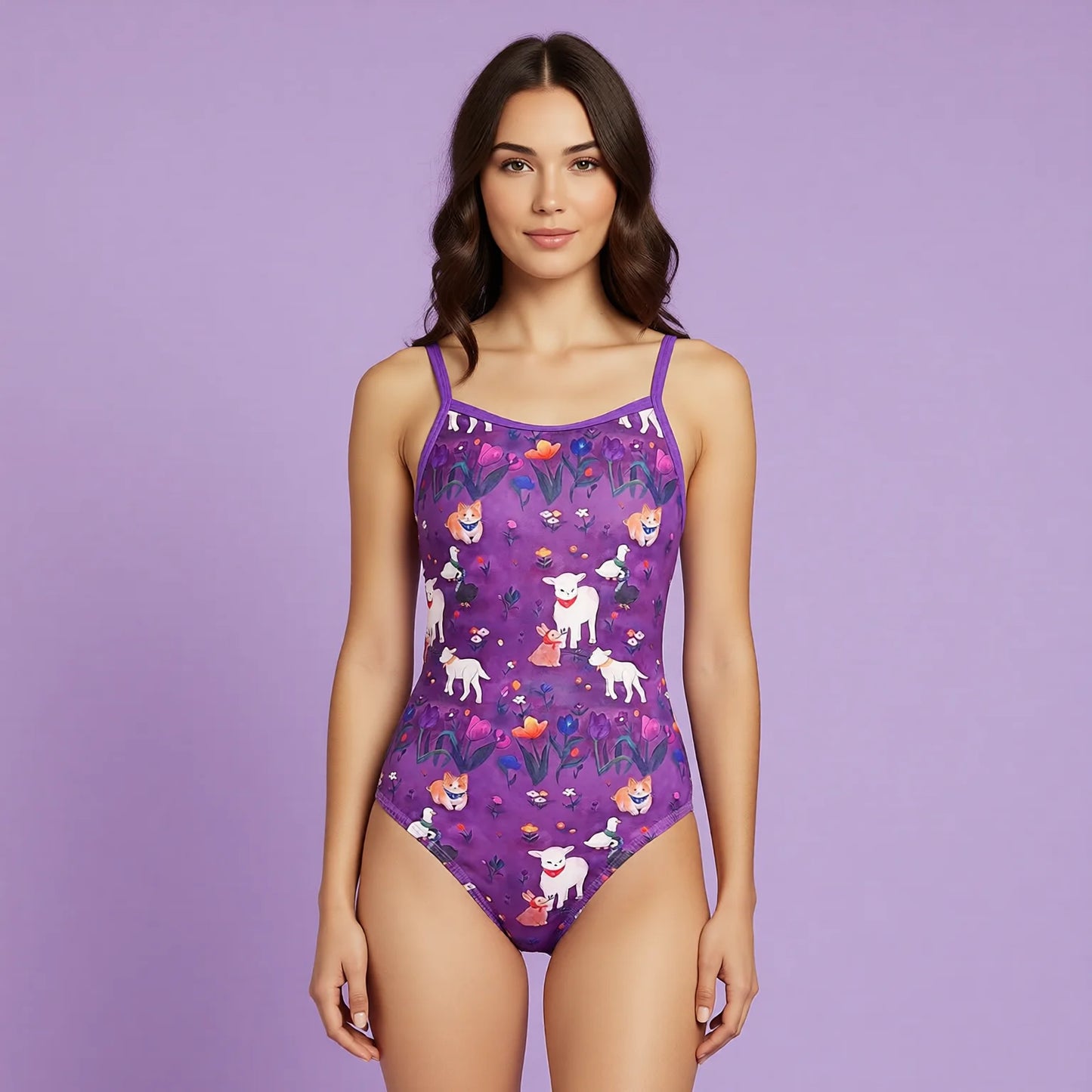 Purple One-Piece Swimwear for Women