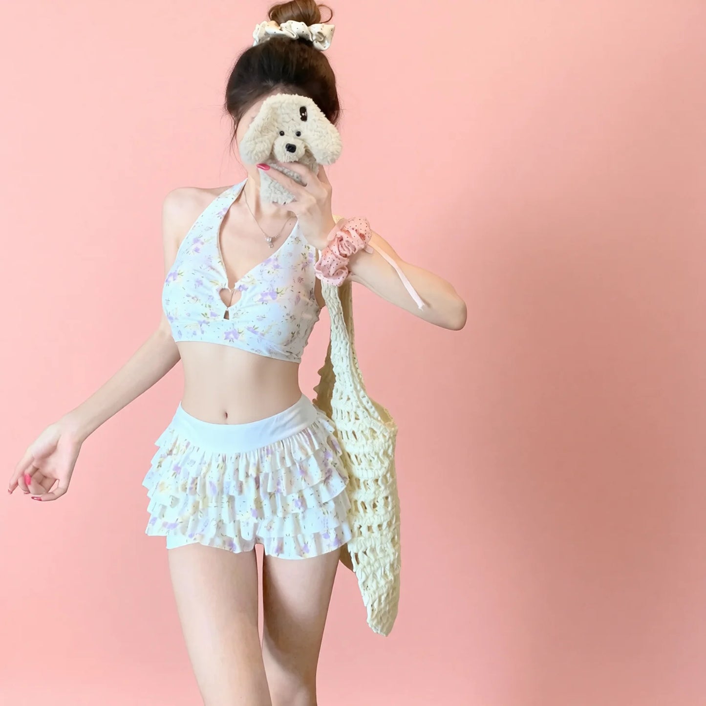 Sweet Floral Ruffle Bikini Set